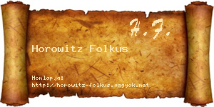 Horowitz Folkus névjegykártya